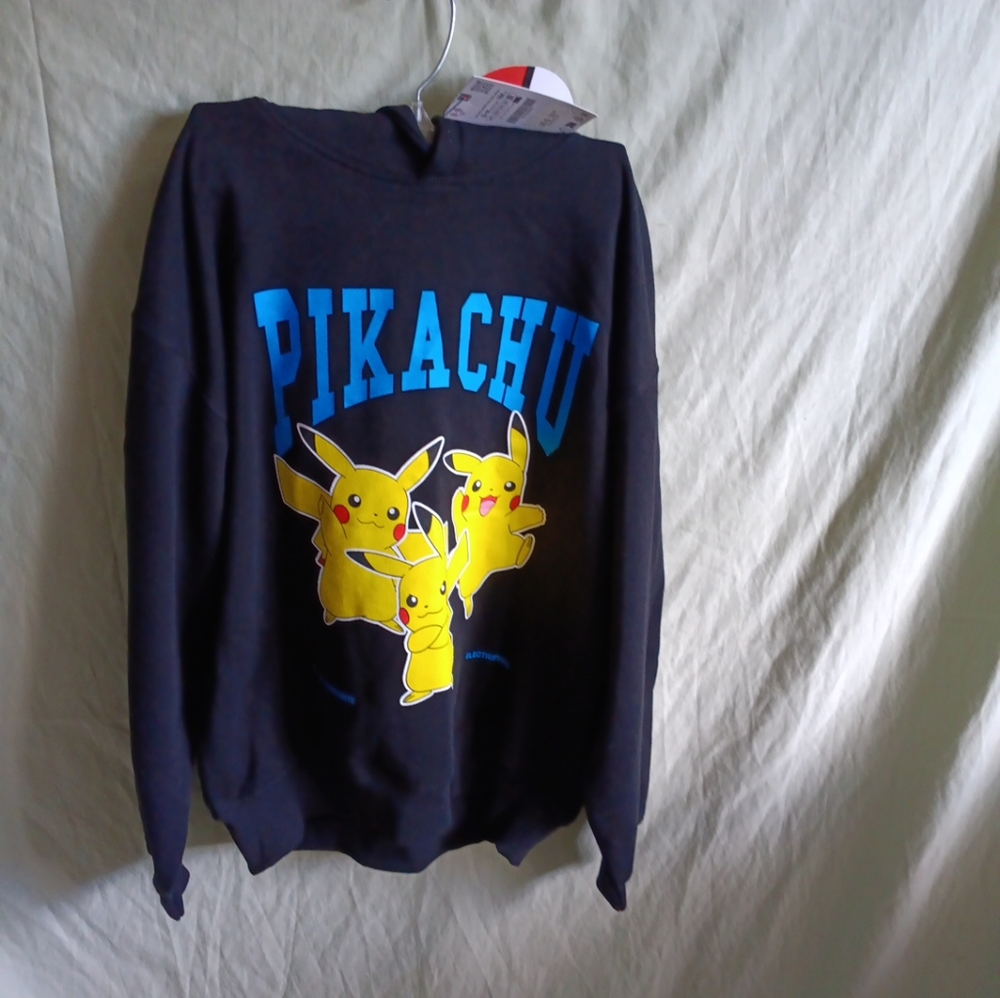 ZARA Pokemon Pikachu Pullover  Hoodie Unisex Kids Size 13-14 Black